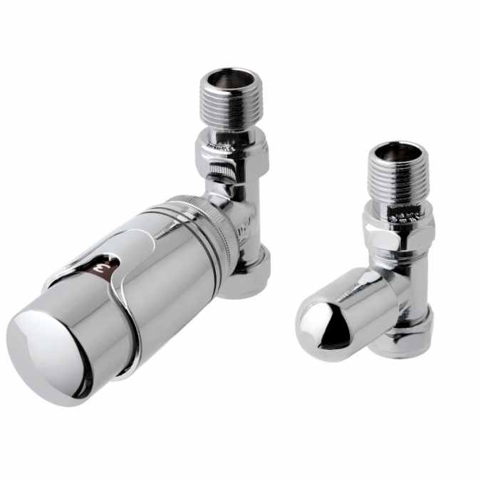 Eastbrook Straight Thermostatic Radiator Valves TRV - Chrome - Set