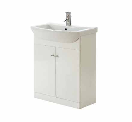 Elation Ikoma 650mm 2 Door Bathroom Vanity Unit & Basin - Gloss White