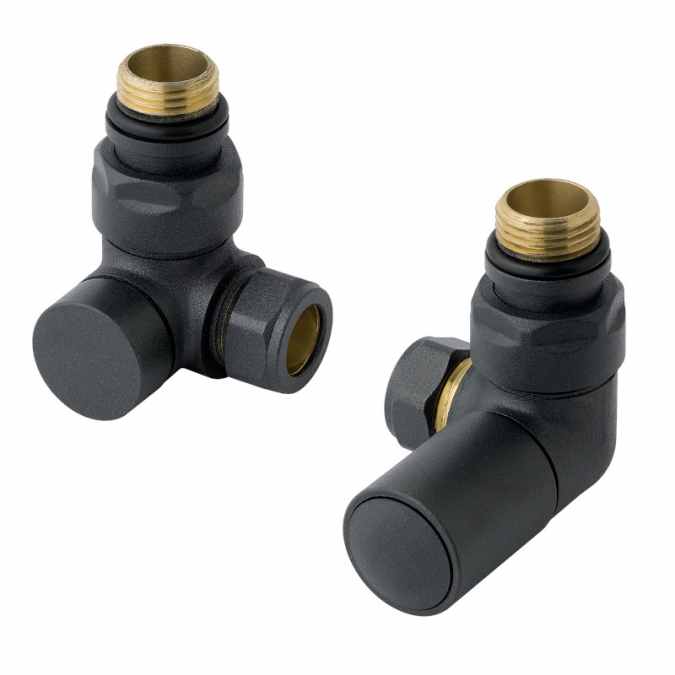 Eastbrook Corner Radiator Valves - Anthracite - Pair