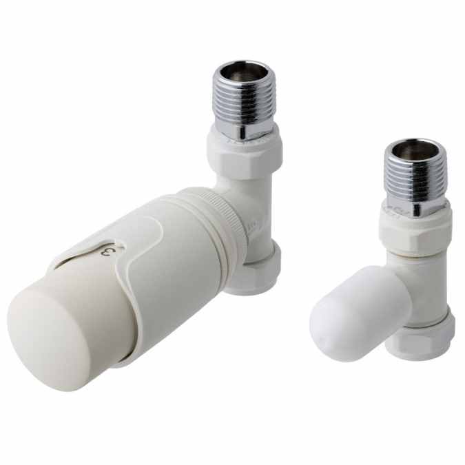 Eastbrook Straight Thermostatic Radiator Valves TRV - White - Set