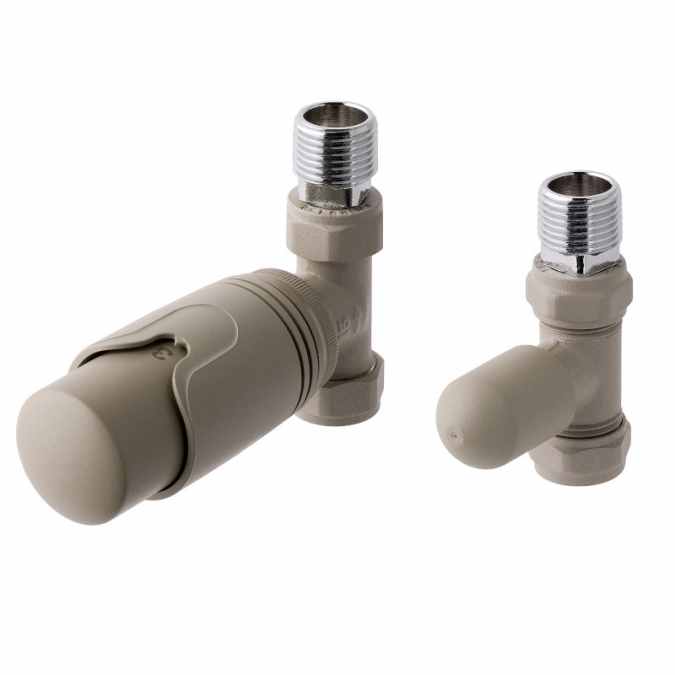 Eastbrook Straight Thermostatic Radiator Valves TRV - Cappuccino - Set