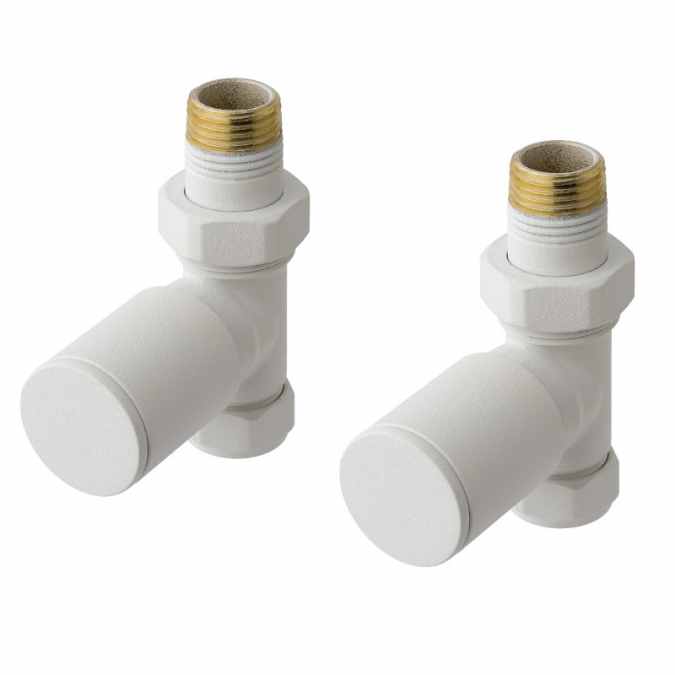 Eastbrook Straight Radiator Valves - Matt White - Pair