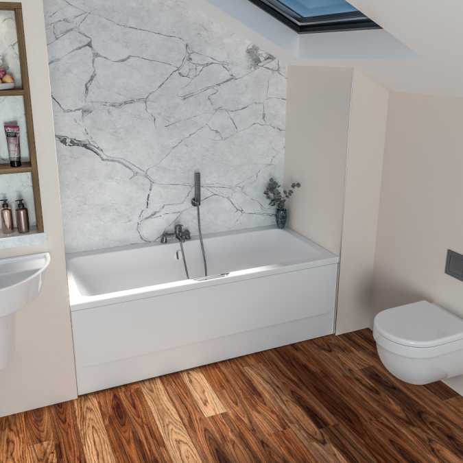 Beaufort Portland 1700 x 750mm Beauforte Reinforced Double Ended Bath With Grips