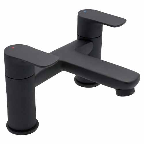 Francis Pegler Andreu Matt Black Deck Mounted Bath Filler Tap