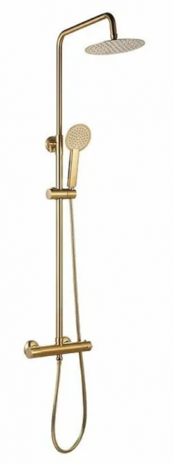 Niagara Equate Round Brushed Brass Thermostatic Dual Head Shower Set