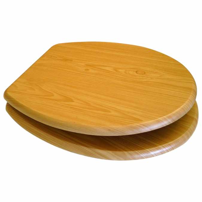 MDF Wood Design Toilet Seat - Antique Pine - Euroshowers