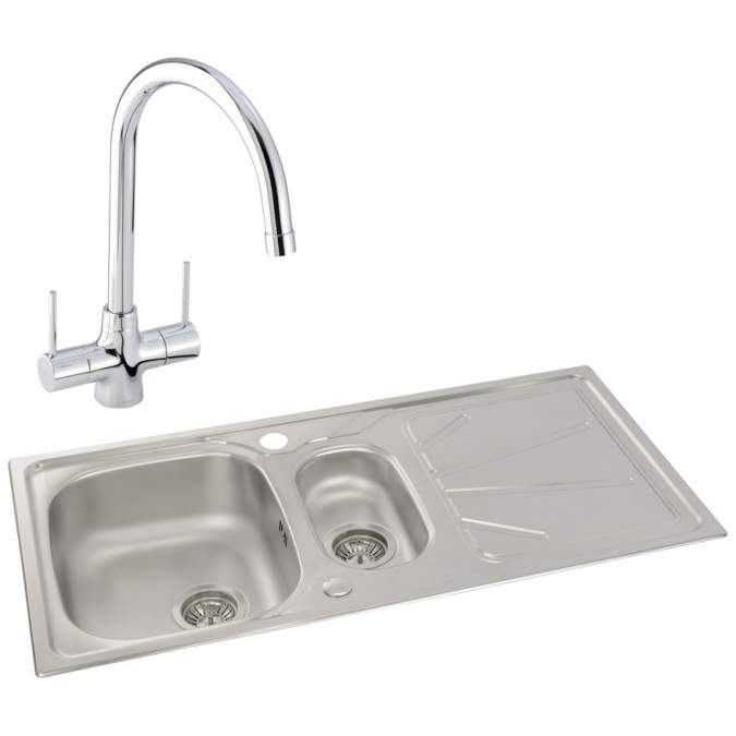 Abode Trydent 1.5 Bowl Inset Stainless Steel Sink & Nexa Tap Pack