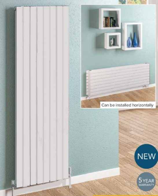 Eastbrook Addington 2 Panel 1800 x 366 Vertical/Horizontal Radiator, Gloss White