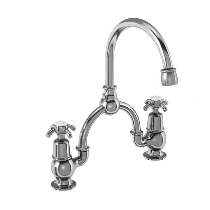 Burlington Anglesey Bridge Basin Mixer Tap with Curved Spout - AN28