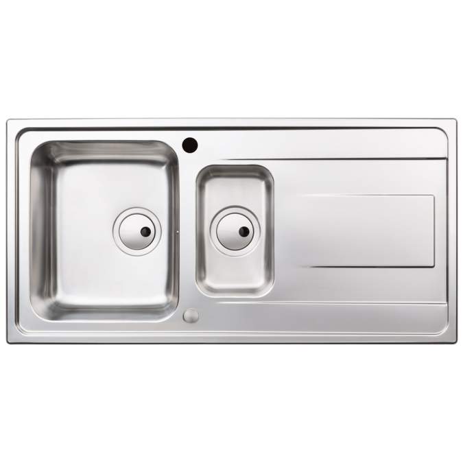 Abode Ixis 1.5 Bowl & Drainer Inset Kitchen Sink - Stainless Steel