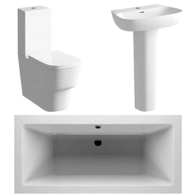 Allier Bathroom Suite, 600mm Basin, Close Toilet & 1700 Double Ended Bath