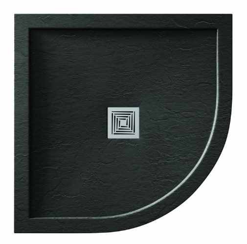 Aqualavo 800 x 800mm Black Slate Effect Quadrant Shower Tray