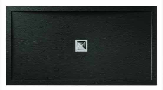 Aqualavo 1700 x 760mm Black Slate Effect Rectangular Shower Tray