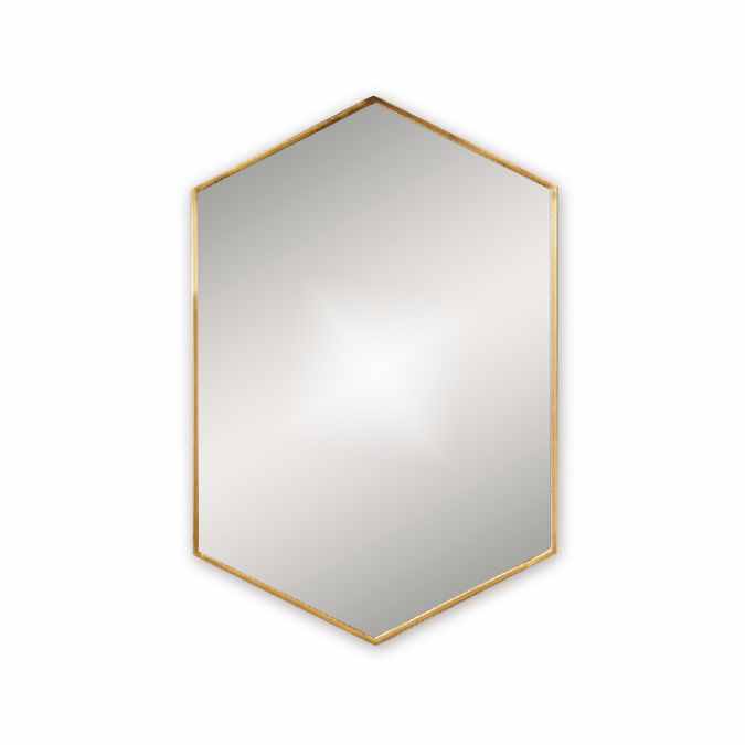 Docklands 500 x 750 Brushed Brass Hexagonal Framed Mirror - Origins Living