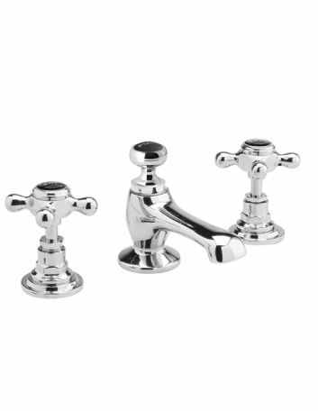 Bayswater 3 Hole Hex Basin Mixer Taps - Black/Chrome