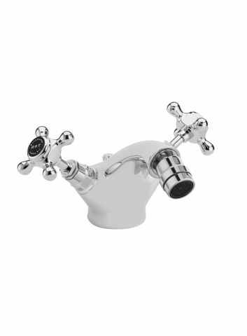 Bayswater Monobloc Hex Bidet Taps - Black/Chrome