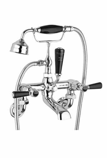 Bayswater Lever Dome Wall Mounted Bath Shower Mixer - Black/Chrome