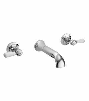 Bayswater 3 Hole Lever Hex Bath Mixer Taps - White/Chrome