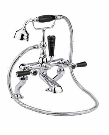 Bayswater Lever Hex Bath Shower Mixer - Black/Chrome