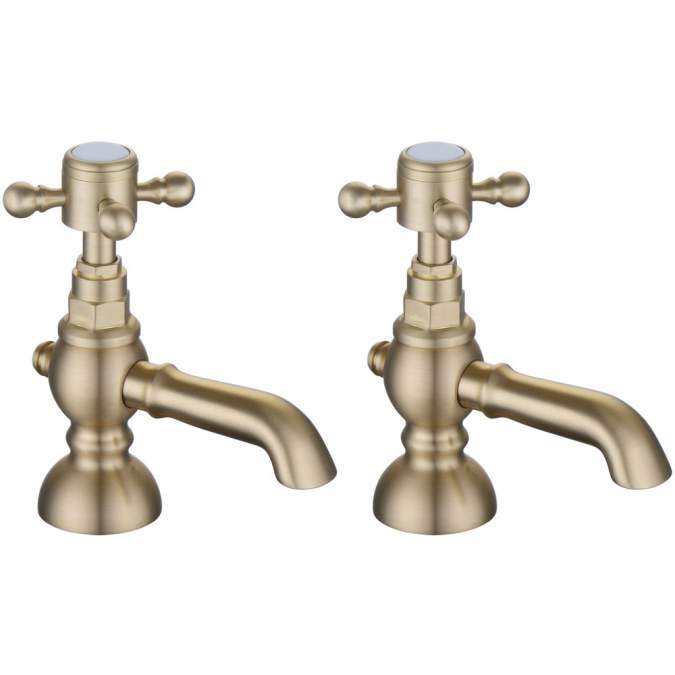 Barbary Basin Pillar Taps - Brushed Brass