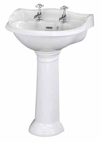 Bayswater Porchester 600mm 2 Tap Holes Basin & Full Pedestal