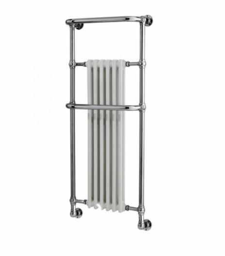 Blenheim Traditional Towel Radiator, 574 x 1362, Chrome & White, Holborn London 1855