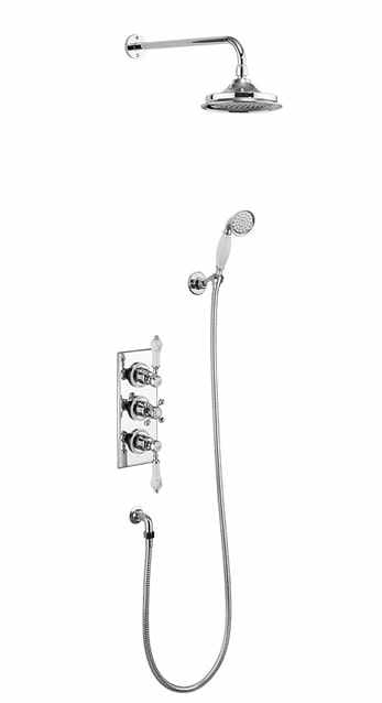 Burlington Trent Concealed Traditional 3 Controlled Shower with Fixed Head & Handset - TF3S