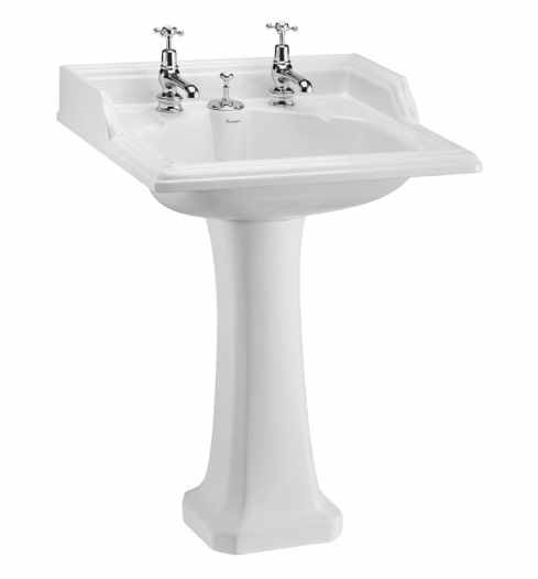 Burlington Classic 65cm Square Basin with Invisible Overflow & Pedestal