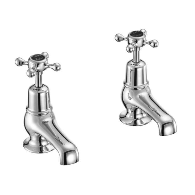 Burlington Claremont Traditional 3" Cloakroom Basin Taps - Black Handles - CL1BLA 