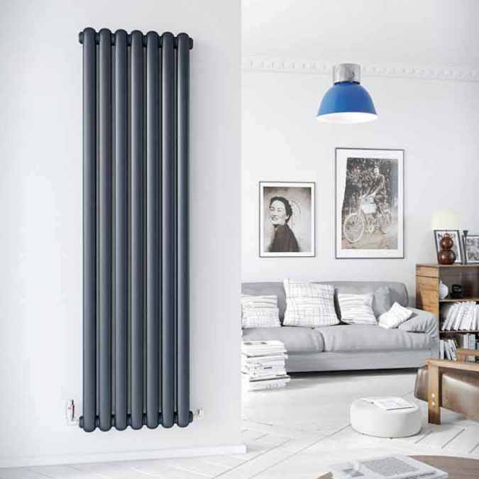 DQ Cassius 1800 x 510 Vertical Radiator Anthracite Texture