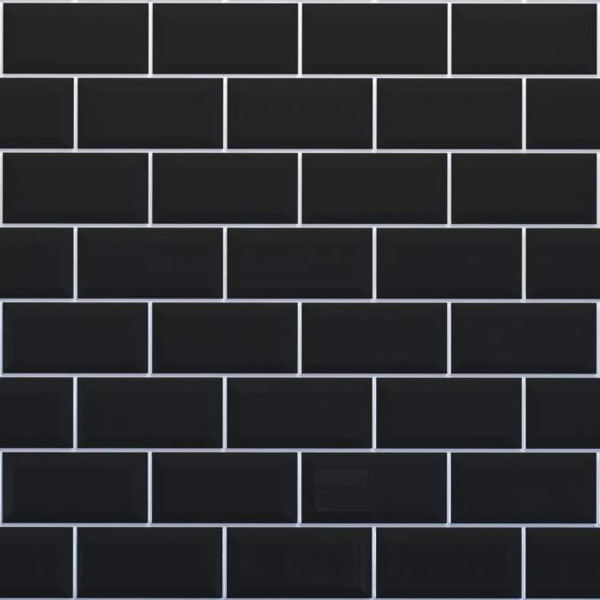 Charcoal Black Bevelled Metro Reflect Tile Wall Panels