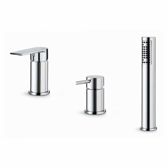 Vema Timea Chrome 3-Hole Deck Mounted Bath Shower Mixer Tap (DITB1072) 