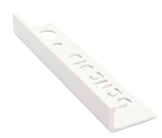 Genesis 10mm White P.V.C Straight Edge Tile Trim Regular 2.5m 