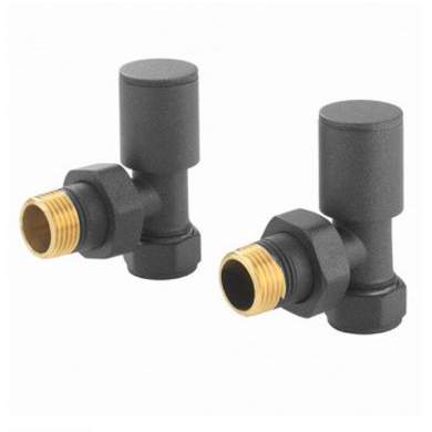 DQ Essential Manual Angled Anthracite Radiator Valves