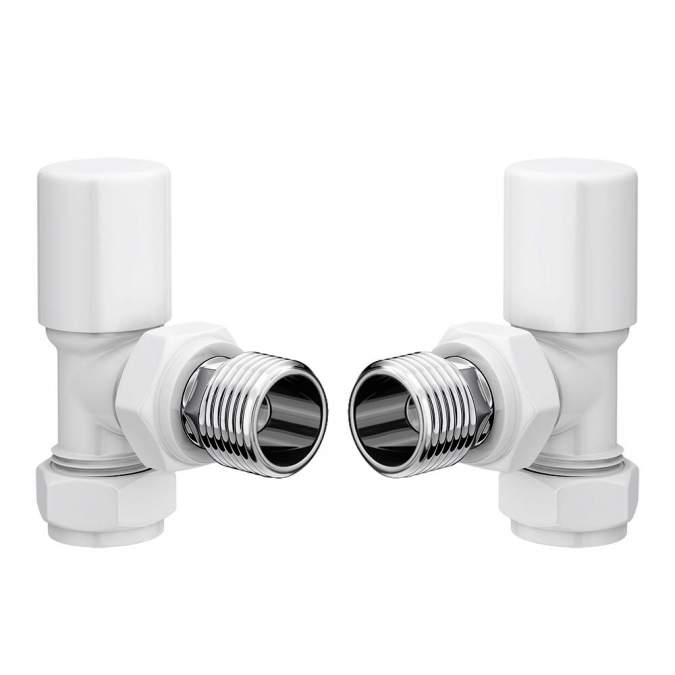 DQ Essential Manual Angled White Radiator Valves