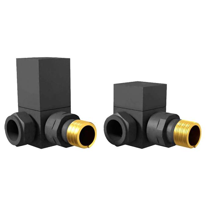 DQ Essential Manual Square Corner Anthracite Radiator Valves