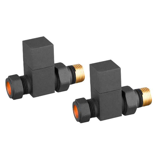 DQ Essential Manual Square Straight Anthracite Radiator Valves