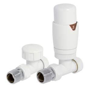 DQ Essential TRV Straight White Radiator Valves