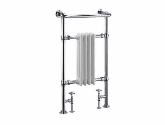 Radley Traditional Towel Radiator, 493 x 963, Chrome & White, Holborn London 1855