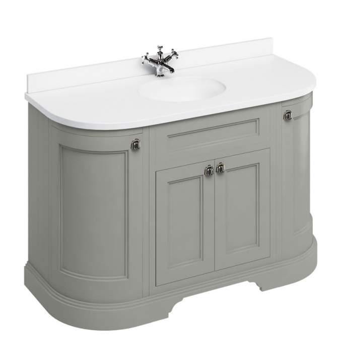 Burlington 134cm Olive 4 Drawer Curved Vanity Unit With Minerva Worktop