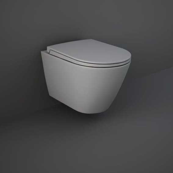 Feeling Matt Grey Wall Hung Rimless WC inc Soft Close Seat - RAK Ceramics