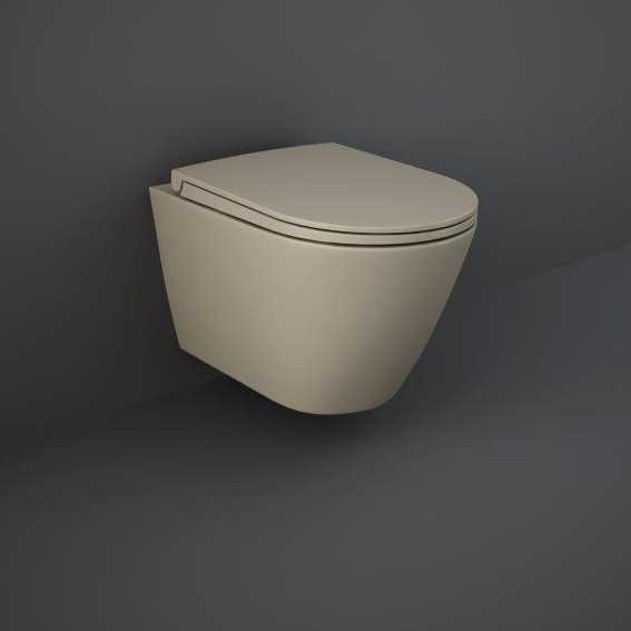 Feeling Matt Cappuccino Wall Hung Rimless WC inc Soft Close Seat - RAK Ceramics