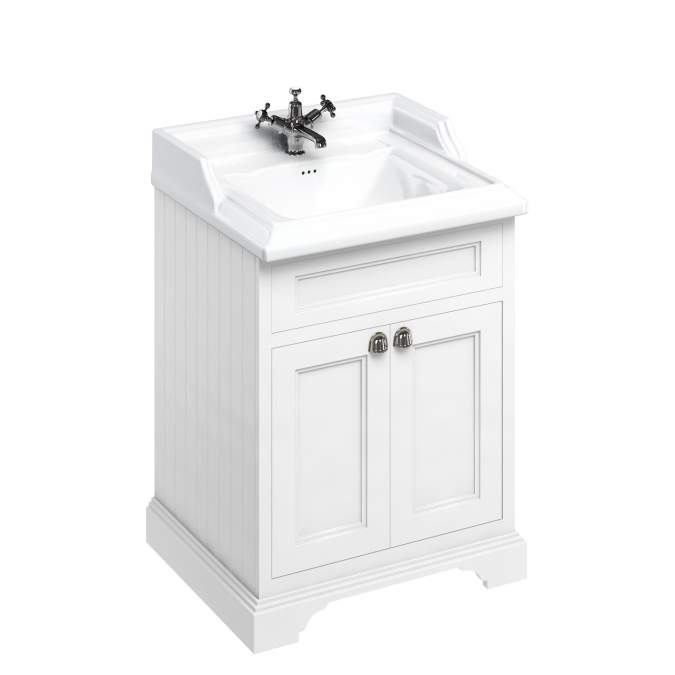 Burlington 65cm Matt White 2 Door Vanity Unit With Optional Basin