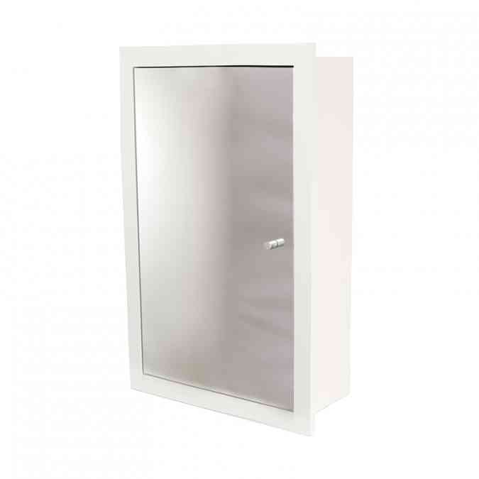 White Trio Recessed Cabinet with Mirror and Shelves by Abacus Direct