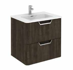 Royo Life 600mm 2 Drawer Wall Unit & Ceramic Basin in Samara Ash