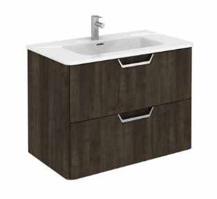 Royo Life 800mm 2 Drawer Wall Unit & Ceramic Basin in Samara Ash