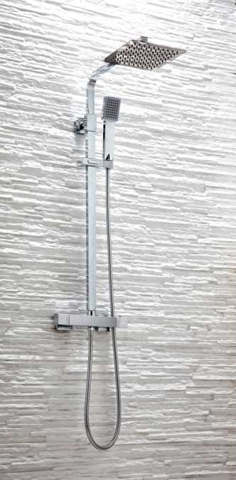 Cube Square Dual Head Exposed Thermostatic Shower With Metal Fixed Head