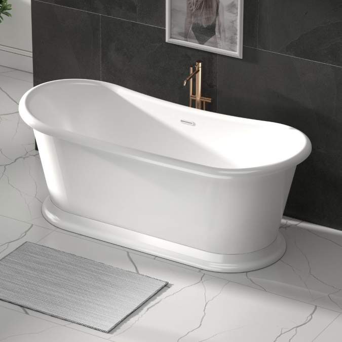 1580 x 750mm Petite Hepburn Freestanding Bath - Rubberduck Bathrooms 