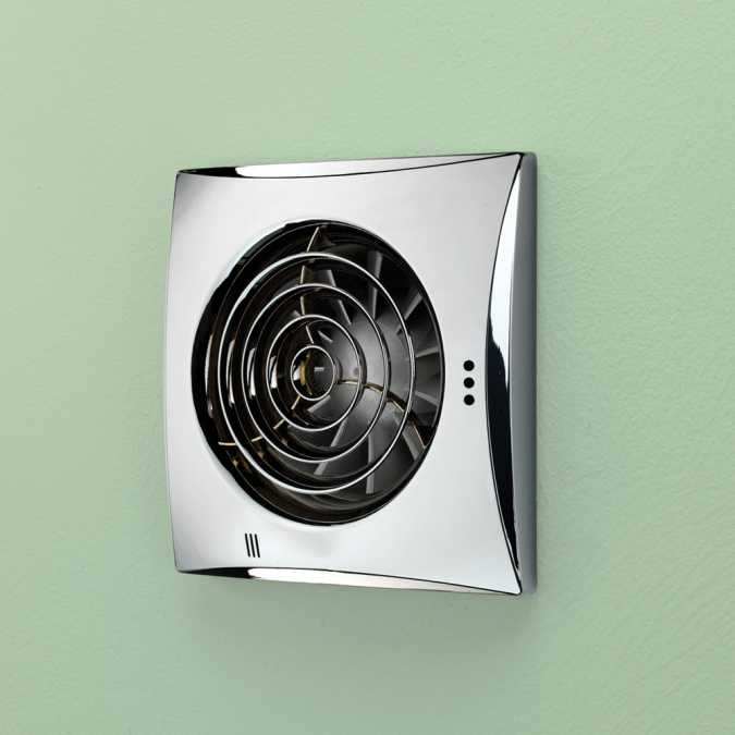 HIB Hush Chrome Wall & Ceiling Mounted Timer Bathroom Extractor Fan