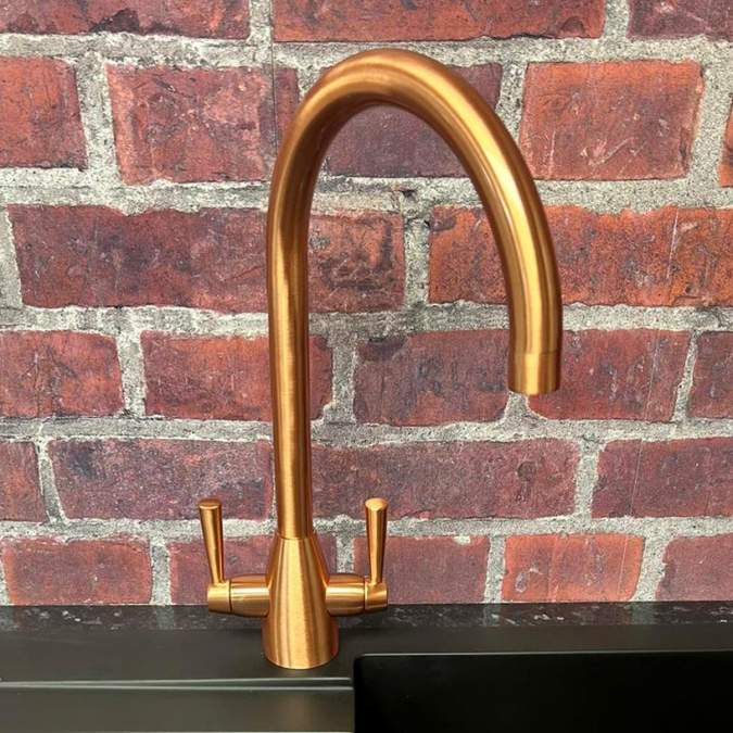 Richmond Twin Lever Kitchen Mixer Tap - Copper